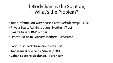 If Blockchain is the Solution, What's the Problem?