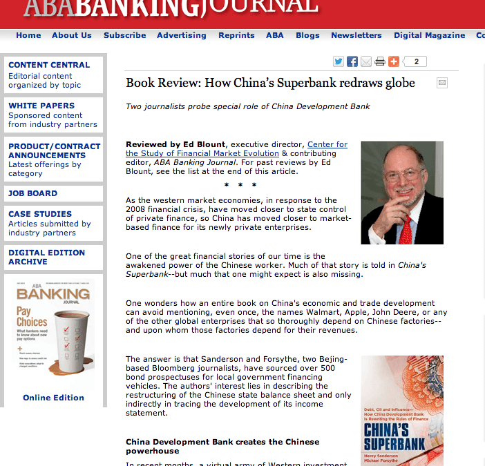 Book Review. “China’s Superbank,” The Special Role of the China Development Bank